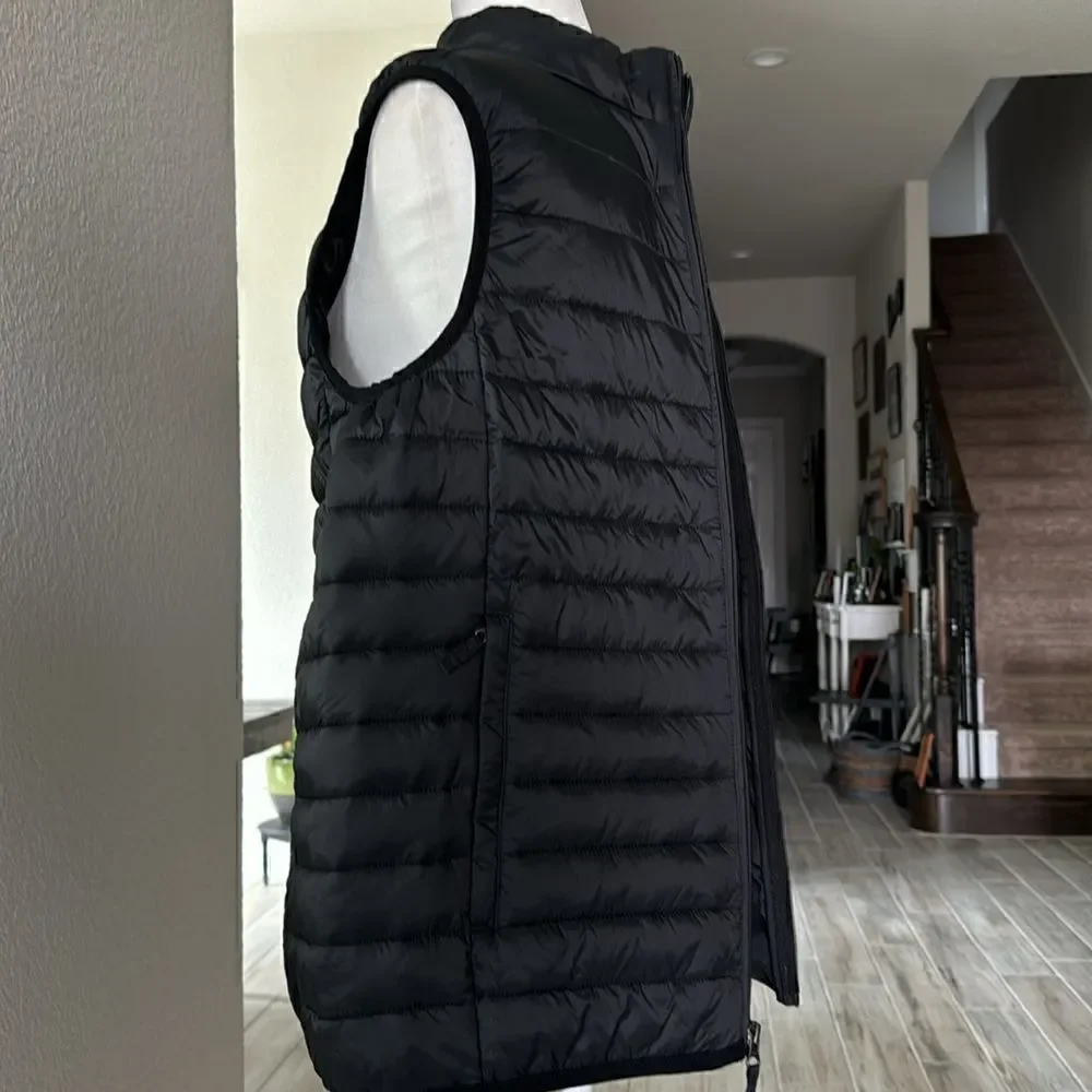 Amazon Essentials Puffer Back Vest Lightweight Mocked M Zip Up Water Resistant